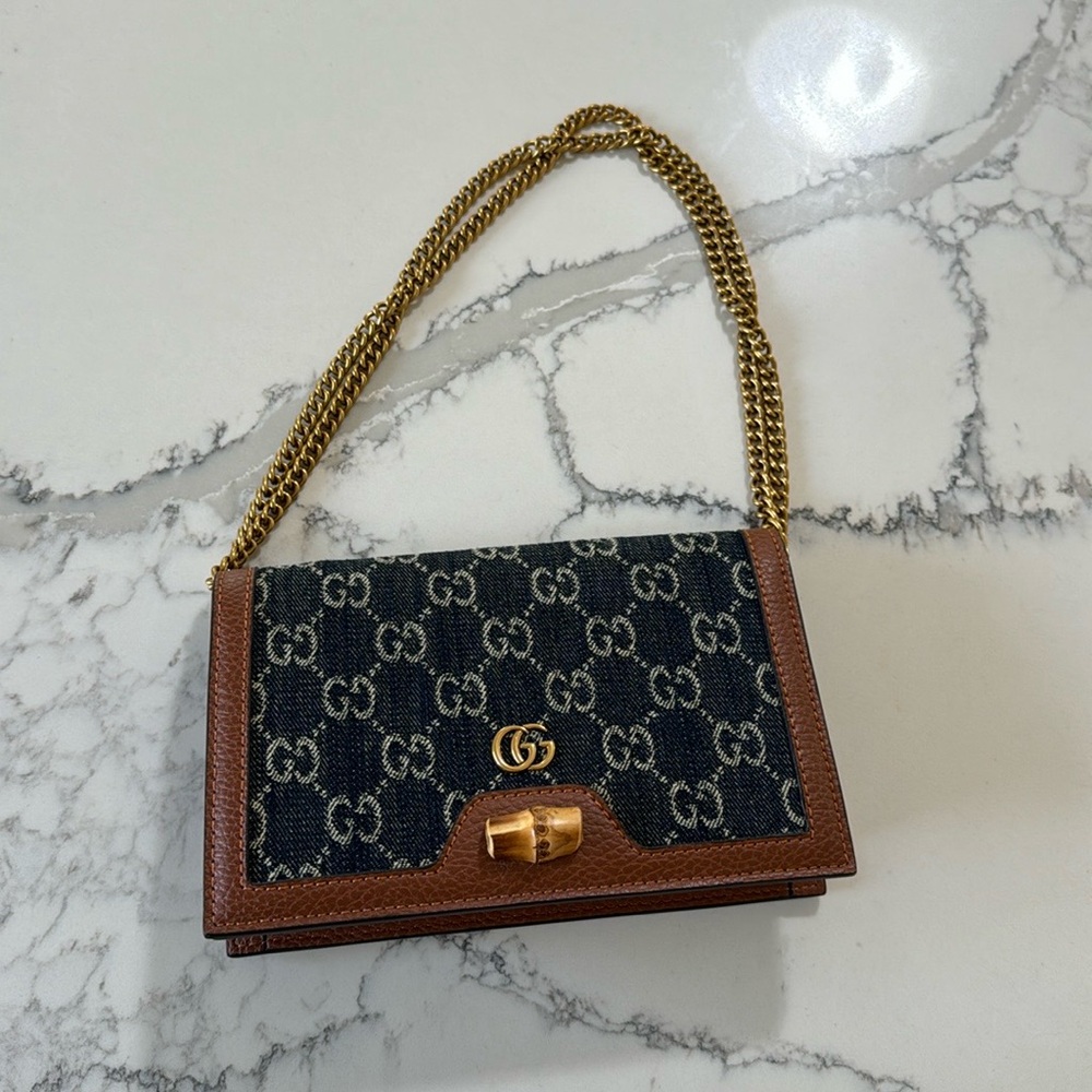 G G wallet crossbody purse clutch denim gold - Picture 14 of 14